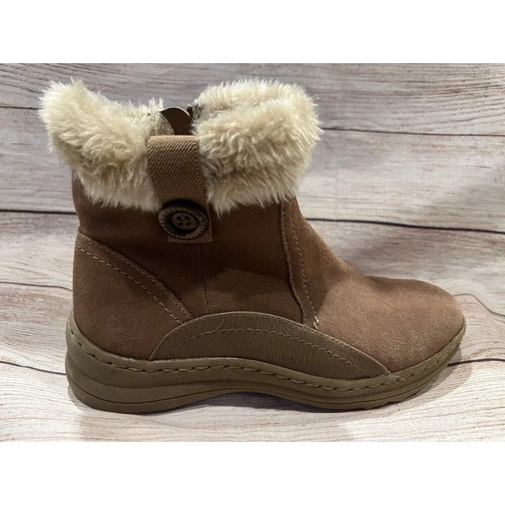 Baretraps Boots Women’s Andee Winter Snow Beige Leather Zip Button Sherpa Size 6
